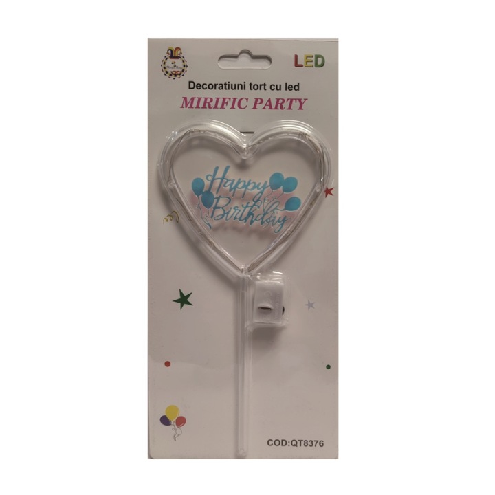 Topper LED, happy birthday, inima, PPQT8376