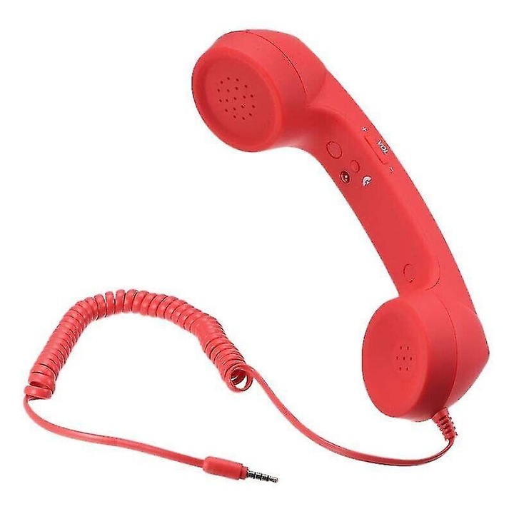 Receptor telefonic retro de 3,5 mm cu microfon pentru telefonul mobil Rosu