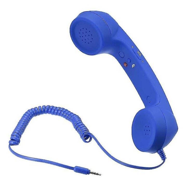 Receptor telefonic retro de 3,5 mm cu microfon pentru telefonul mobil Albastru