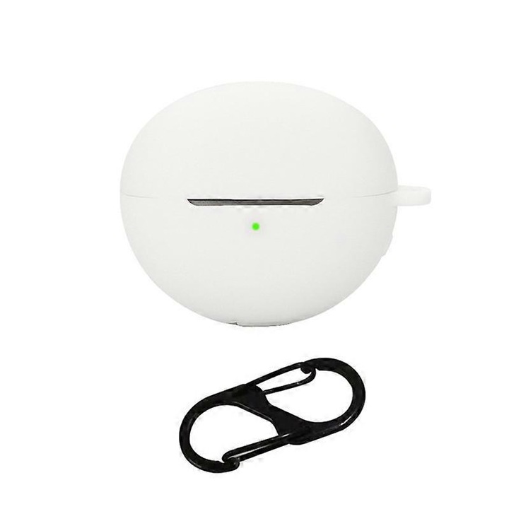 Husa de protectie din silicon pentru casti Freeclip, alb, 70x55x31mm, cu bucla de agatare