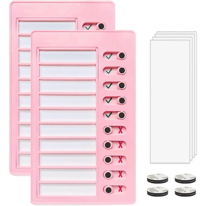 Tabla de sarcini personalizabila pentru copii, cu 2 foi de hartie detasabile, roz, 30x45cm