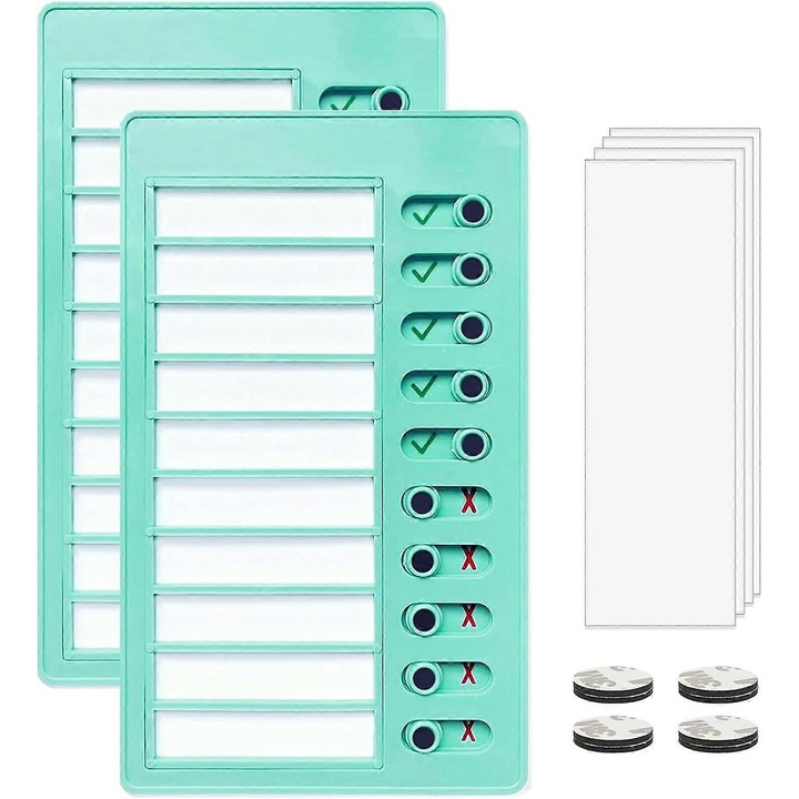 Tabla de sarcini personalizabila pentru copii, cu 2 foi de hartie detasabile, verde, 30x45cm