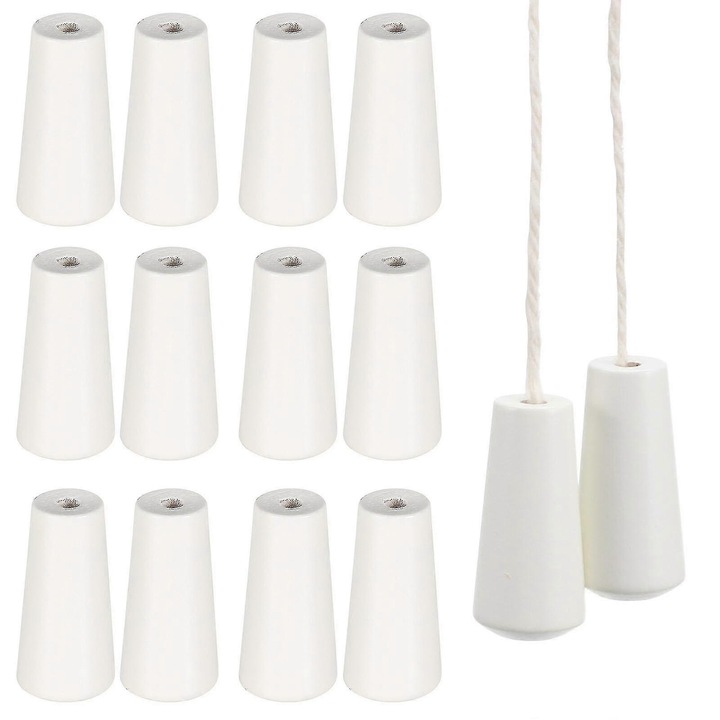 Set 12 accesorii pentru perdele din lemn, alb, 3.50x1.50x1.50cm
