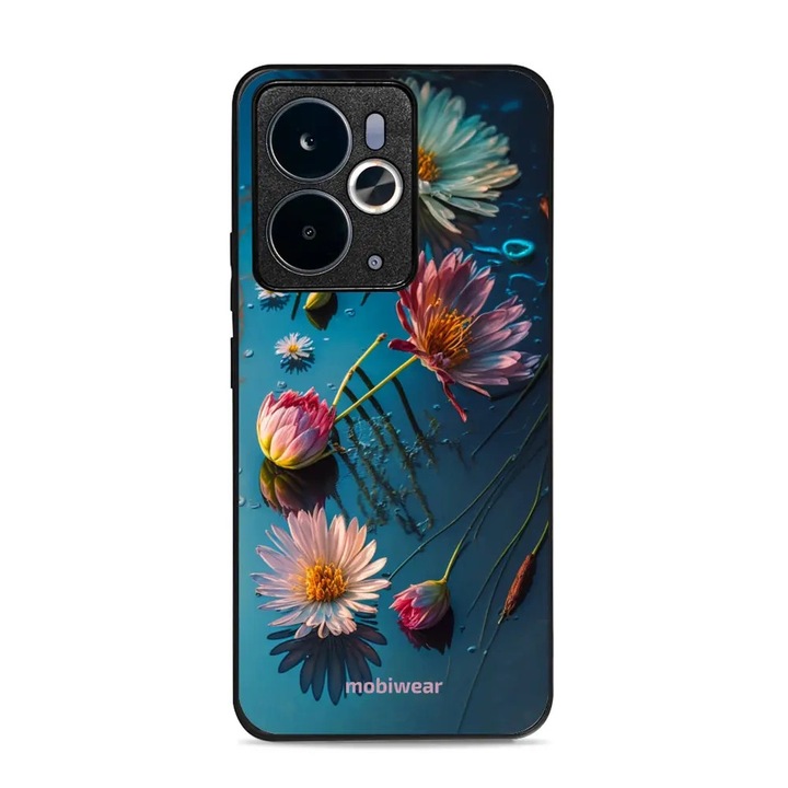 Калъф, Mobiwear - Glossy Case - G013G за Realme 14T 5G, Синьо С Флорален Мотив