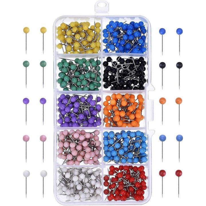 Set pioneze colorate din plastic, 500 buc, 4mm, pentru tablouri de pluta