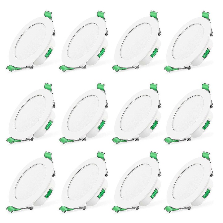 12 db süllyesztett 7W LED spotlámpa szett, 3 színhőmérséklet, dimmelhető, 85mm, fehér