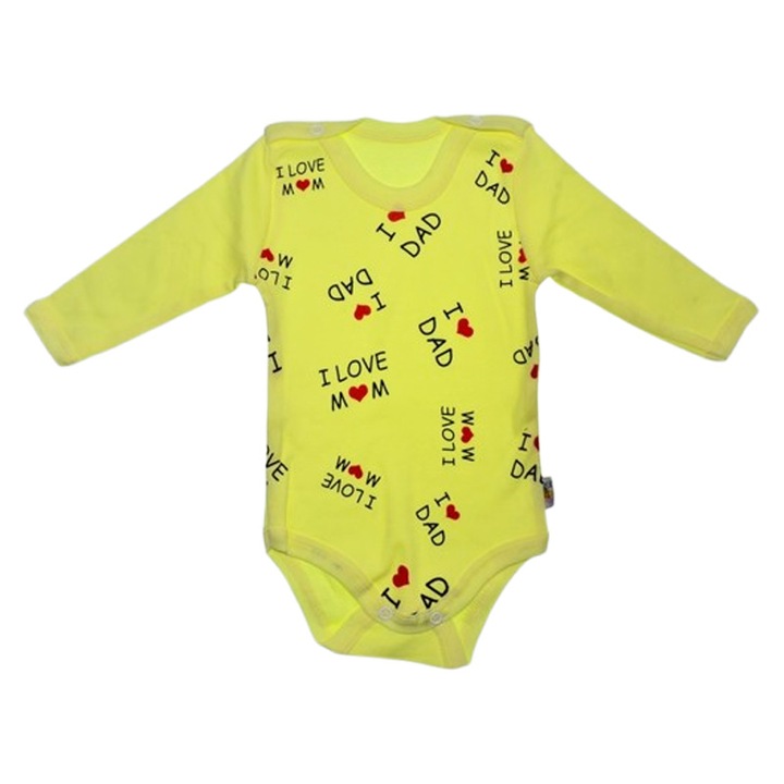 Body cu maneca lunga, pentru fete, Mini Junior 1118G, Galben 122561