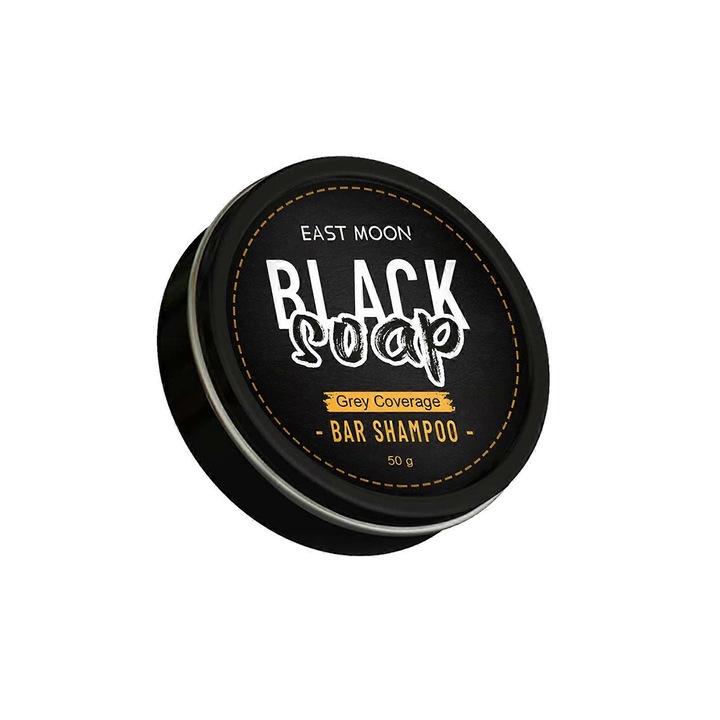 Sapun pentru par negru pentru barbati, EAST MOON, 7.2x7.2x2.7cm, 1 bucata