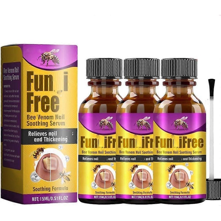 Ser cu venin de albine, tratament pentru unghii, set 3 buc., ingrediente naturale, protejeaza unghiile