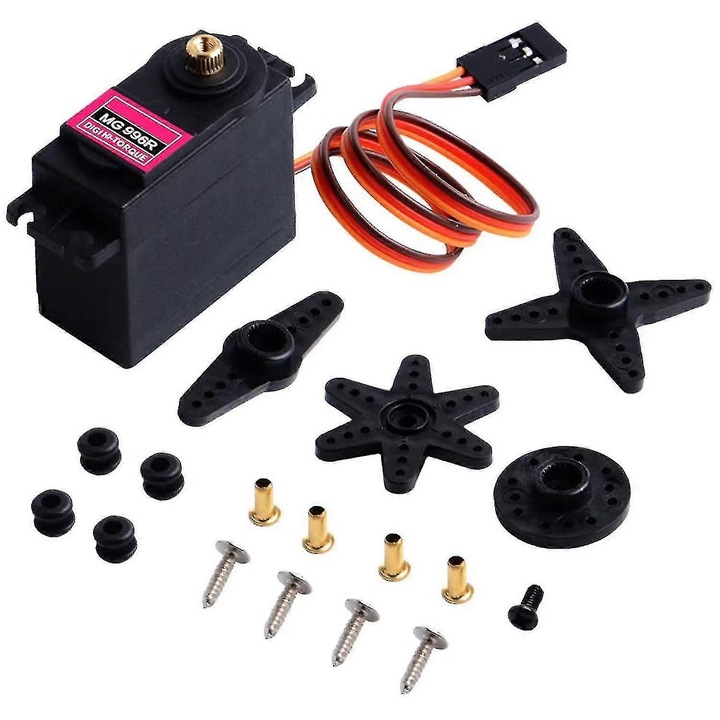 Set 6 Servomotoare Digitale Metalice Mg996r cu Brat pentru Roboti, Masini de Curse, Barci, Avioane