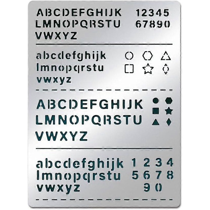 Sablon Alfabet Metalic din Otel Inoxidabil, Litere Mari si Mici, Dimensiune 190x140mm, Set pentru Crafting