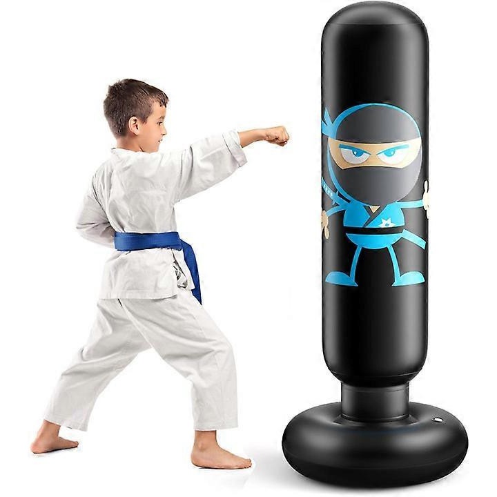 Sac sportiv de lupta, BISUFLE, sac de box gonflabil, negru, pentru copii 3-12 ani