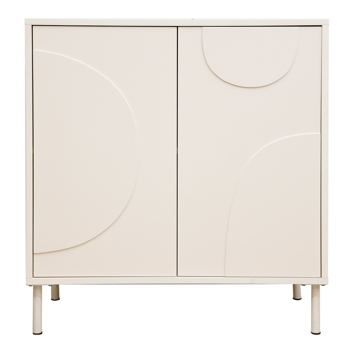 Comoda, en.casa, Holea, 75 x 70 x 34 cm, mdf, metal, bej, cu 2 usi