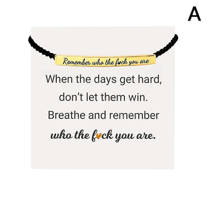 Bratara, design unic, inox, ajustabila, 4cm text remember who you are, negru auriu