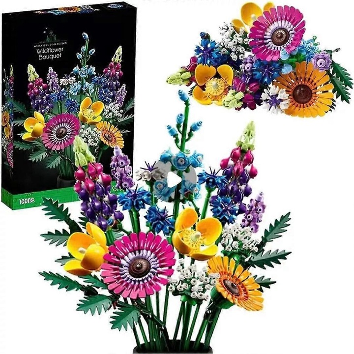Set buchet flori salbatice, 16 tulpini, multicolor, 370x210x65mm