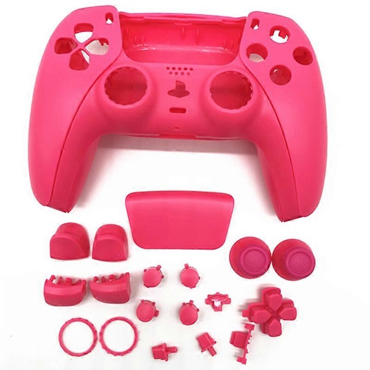 Carcasa de inlocuire pentru controller PS5, set complet, rosu roz, din material ABS