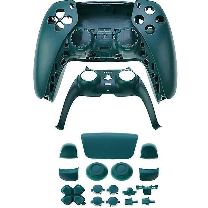 Carcasa de inlocuire pentru controller PS5, set complet, verde armata, din material ABS