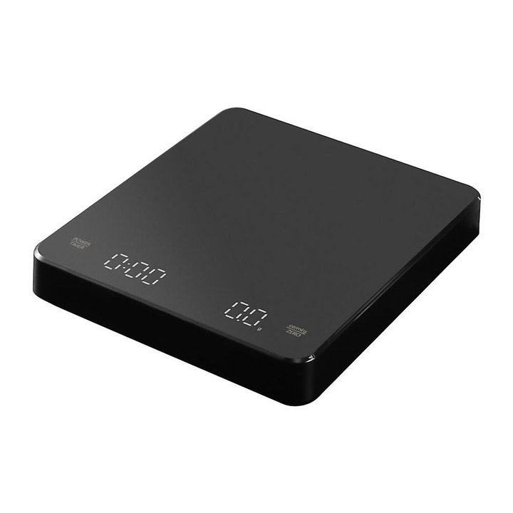 Cantar de cafea digital cu timer, 3kg, precizie 0.1g, negru, 15x13x2.25cm