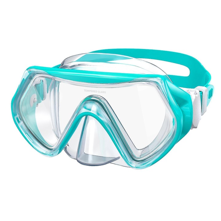 Masca de snorkeling pentru copii 5-16 ani, 180° vizibilitate, protectie UV, verde