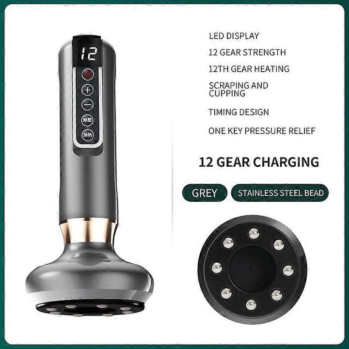 Апарат за масаж против целулит, скулптурираща машина, 12 скорости, сив, пълен комплект