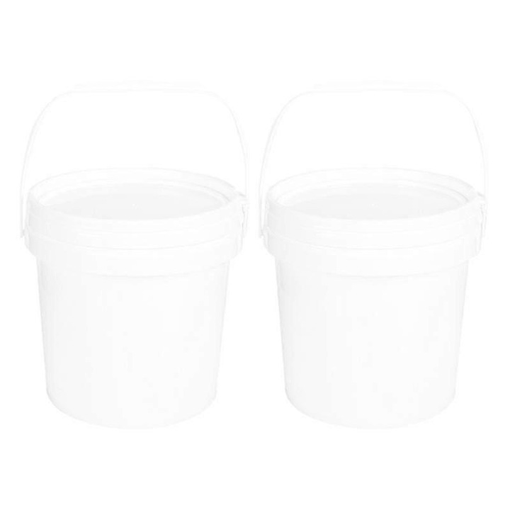 Set 2 galeti albe, 2L, 16x16x16.5cm, material PP