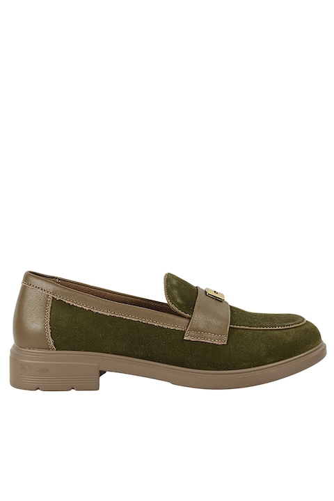 Pantofi casual, dama, PASS COLLECTION J970013B, verde, piele naturala 38