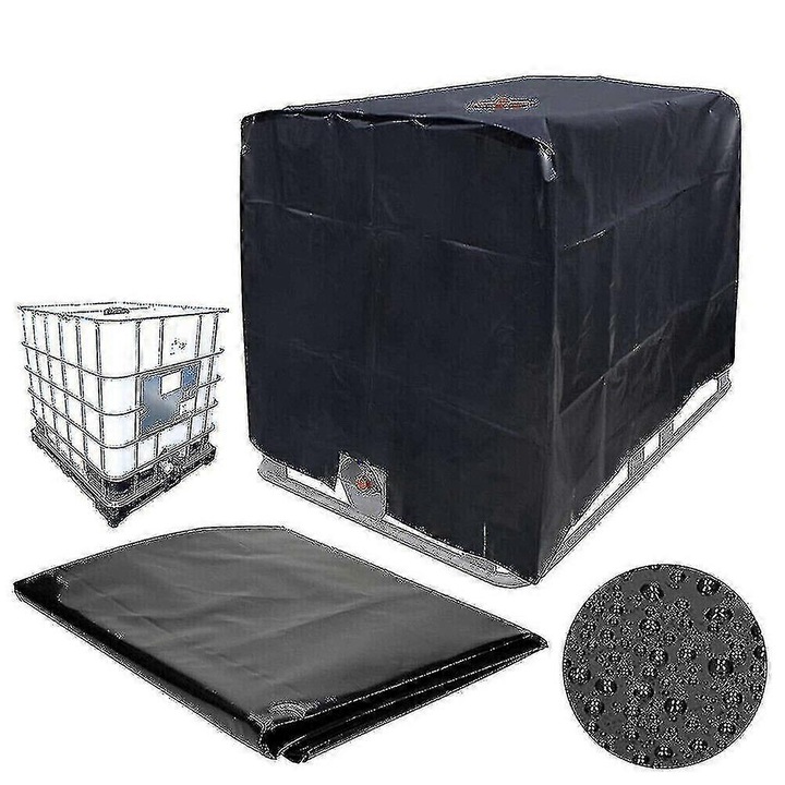 Husa protectoare pentru rezervor de apa 1000L, neagra, set, material Oxford 190T, dimensiuni 120x100x116cm