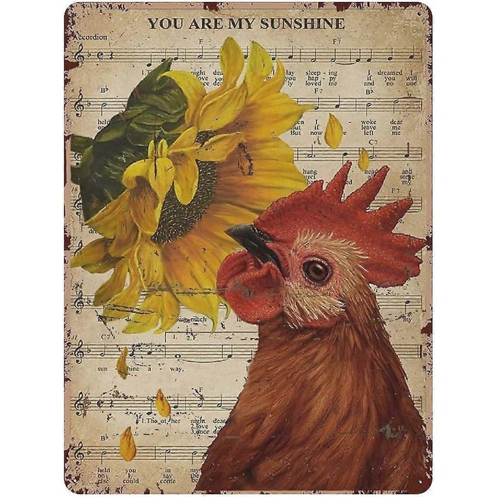 Semn metalic decorativ retro "A fost o fata care iubea cartile si ceaiul", 16x12 inch, multicolor