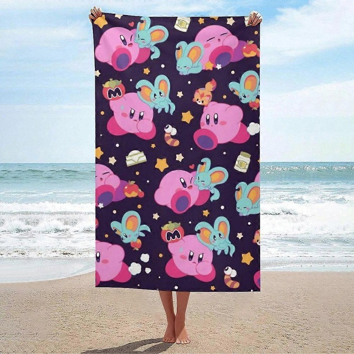 Prosop de plaja, Kirby, 100% poliester, imprimeu colorat, 70x140cm
