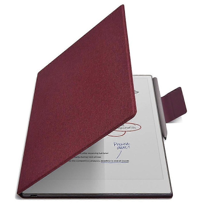 Husa tableta ReMarkable Pro, material premium, protectie completa, rosu vin, set cu suport pentru stilou