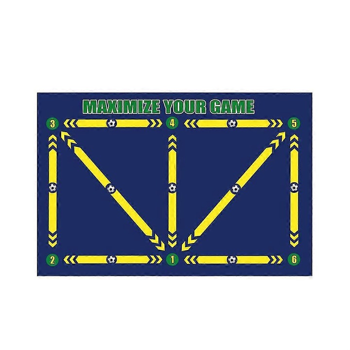 Covor de antrenament fotbal, 60x90cm, design vibrant, control arc imbunatatit, utilizare interioara/exterioara