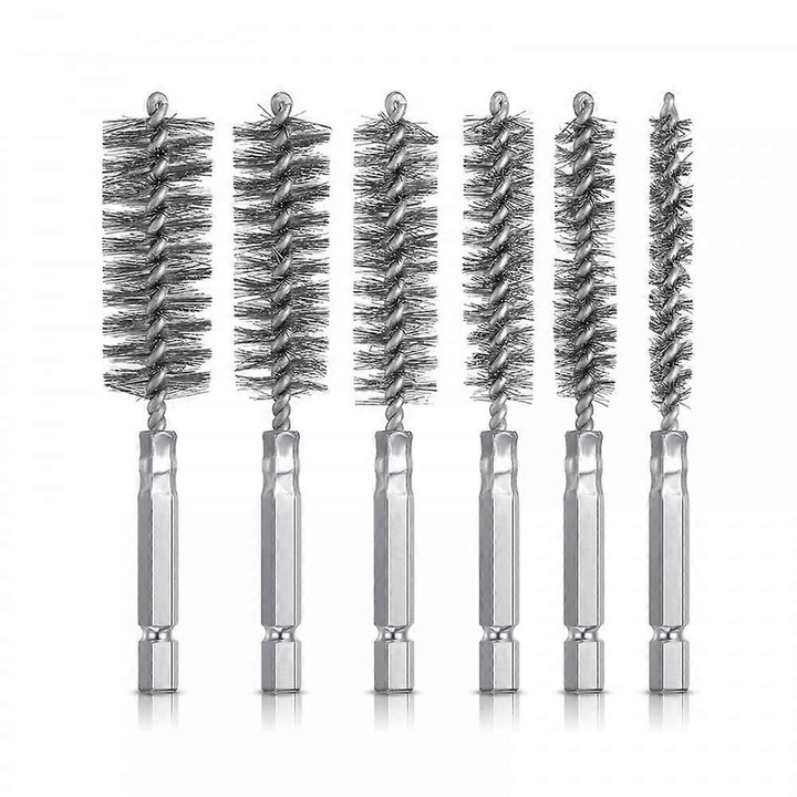 Set 6 perii de curatare, otel inoxidabil, 8/10/12/15/17/19mm, pentru piese metalice