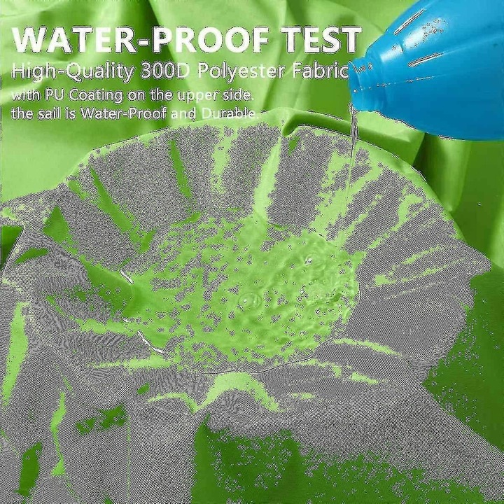 Panza de umbrire patrata 2x2m, verde, impermeabila, protectie UV, set cu 4 sfori