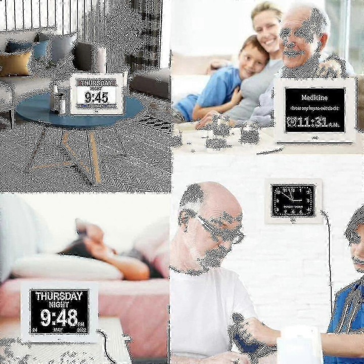 Digitális dekoratív óra időseknek, 7", ébresztővel, kép- és videolejátszás funkcióval, sokszínű