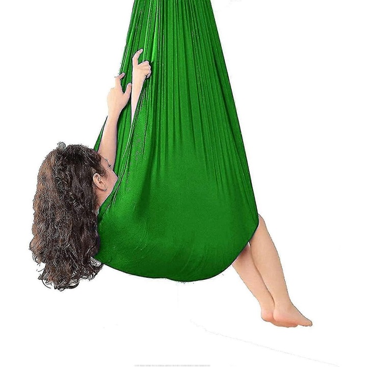 Balansoar de terapie interioara pentru copii, hamac moale cu nevoi 150 * 280CM, verde