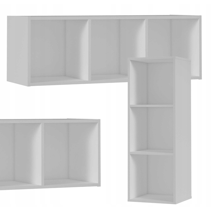 Polc, Cubo modell, Family Meble, Dekoratív és rendszerező, 3 rekeszes, Moduláris, 36.4x105.6x35 cm, Fehér