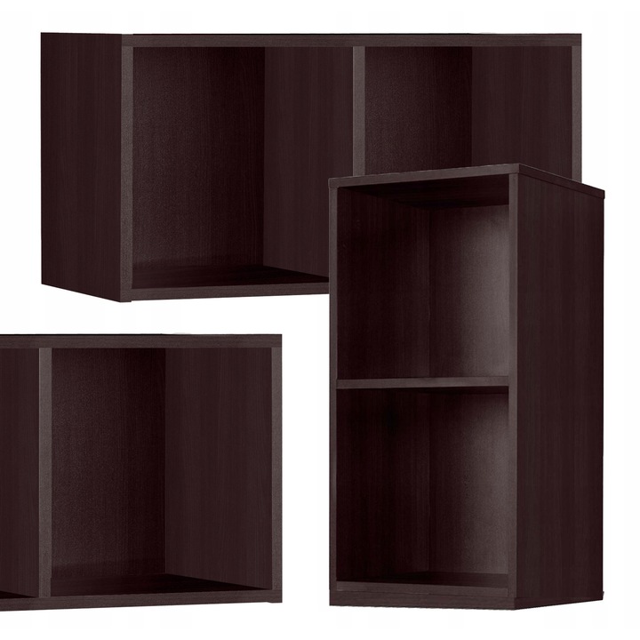 Polc, Cubo modell, Family Meble, Dekoratív és rendszerező, 2 rekeszes, Moduláris, 36.4x70.6x35 cm, Wenge