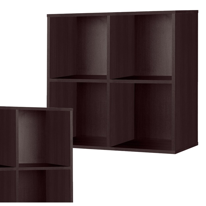 Polc, Cubo modell, Family Meble, Dekoratív és rendszerező, 4 rekeszes, Moduláris, 70.6x71.2x35 cm, Wenge