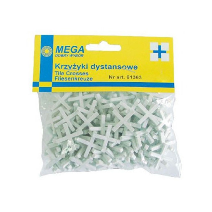 Kereszt alakú csempe távtartó készlet, 1,0mm, Mega, 200 db