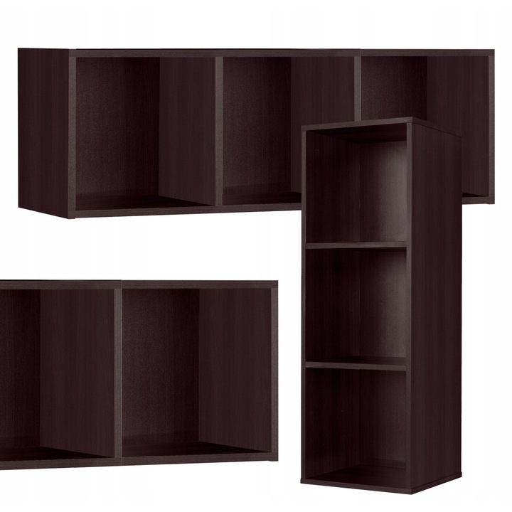 Polc, Cubo modell, Family Meble, Dekoratív és rendszerező, 3 rekeszes, Moduláris, 36.4x105.6x35 cm, Wenge