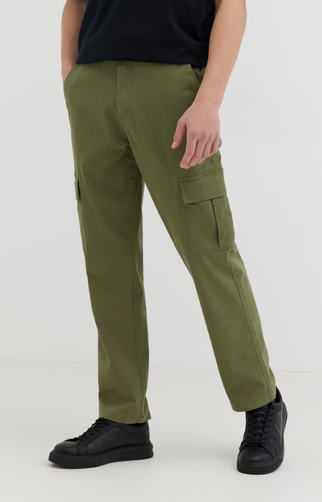Pantaloni cargo WOLCZANKA, bumbac, verde, confortabili