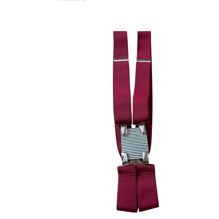 Bretele elastice barbati, latime 40 mm, cu inchizatori metalice, visiniu