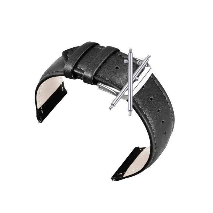 Curea pentru Smartwatch Samsung Galaxy Watch Classic 6 47mm, Bratara pentru toate incheieturile, prindere sigura, Piele Neagra