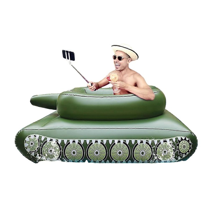 Надуваем военен танк, PVC, 160x115x60 см, 150 кг, зелен