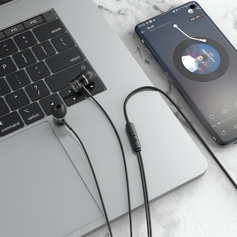 Casti cu fir, Havit, 1.2 m, Pentru muzica si apeluri, Negru