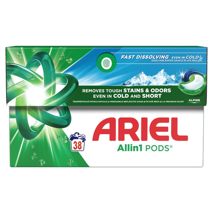 Комплект 38 перилни капсули Ariel All in One Pods Alpine