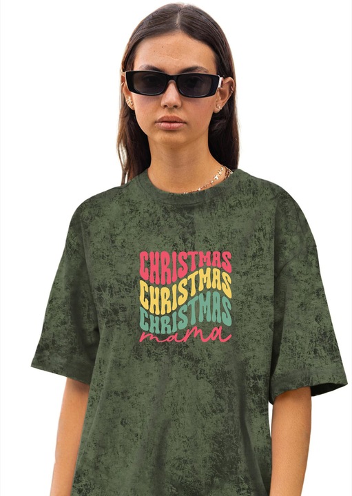 Női póló CLANDESTINE Pinebeat Holidays, pamut, zöld rock, Sötétsárga