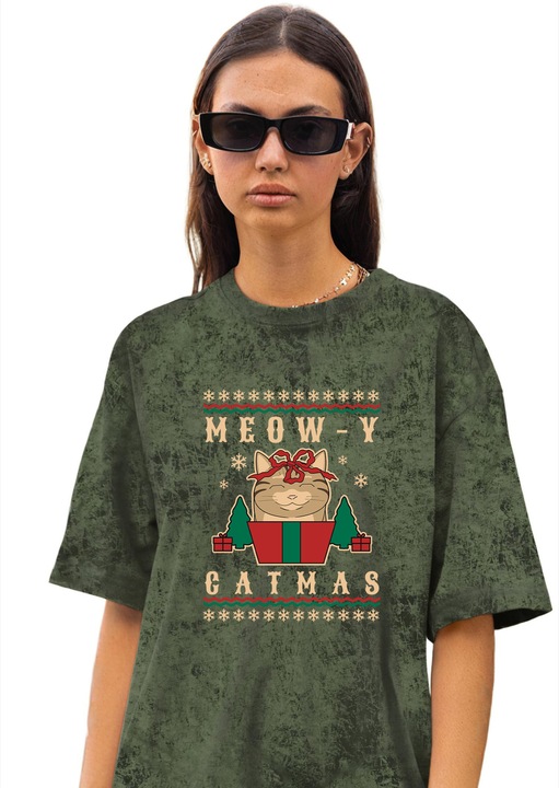 Női póló CLANDESTINE Petmas, pamut, zöld rock, Halánylila