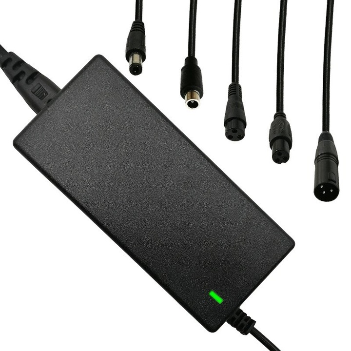 Зарядно за електрическа тротинетка, 42V, 3A, с вентилатор, черно, комплект от 5 адаптера