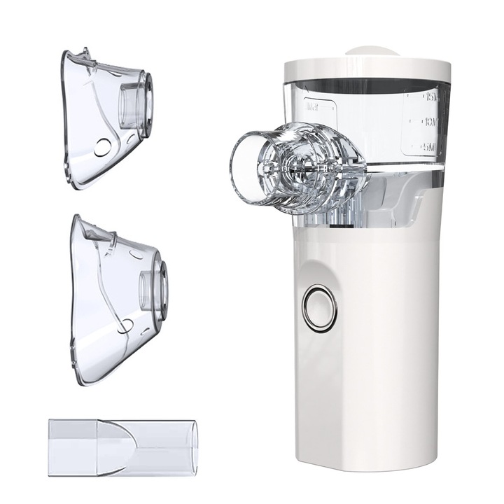 Nebulizator portabil, tehnologie mesh 2.0, design elegant alb, pentru adulti si copii
